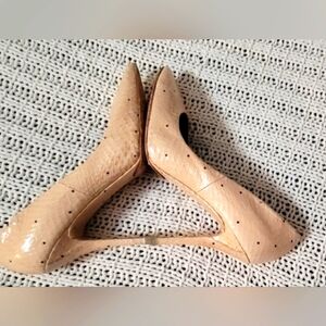 Brian Atwood Tan Heels with Black Dots